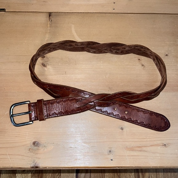 J. Crew Braided and Embossed Brown Leather Belt. - Picture 9 of 10